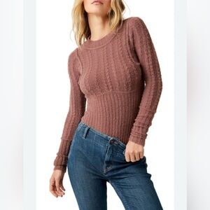 NWT Free People Keep Me Warm Cable Stitch Bodysuit